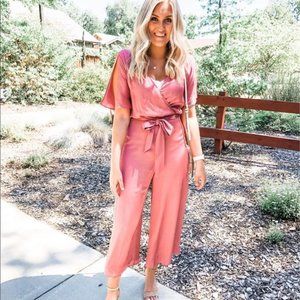 NWT Express Satin Flutter Culotte Jumpsuit